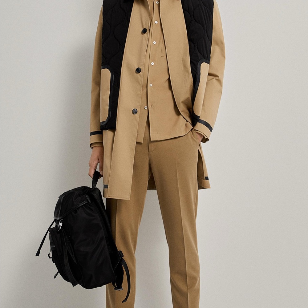 Zara Tan and Black Windbreaker Jacket